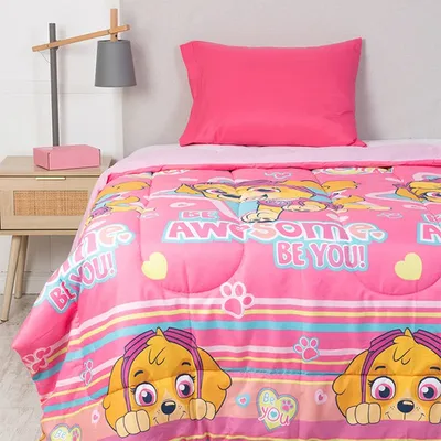 Plumón Microfibra Reversible 1.5 Plazas Paw Patrol Coral Claro
