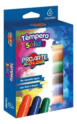 Témpera Sólida 6 Colores Proarte Sin Agua Coral Claro