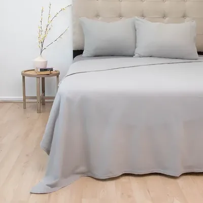 Set De Sábanas Polar Lisa Bicolor 2 Plazas Gris
