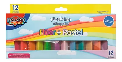 Plasticina Pastel Flúor 12 Colores Triangular Coral Claro