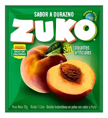 Jugo En Polvo Durazno Zuko 15gr Bebida