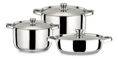 Batería De Cocina Acero Inoxidable 6 Piezas
