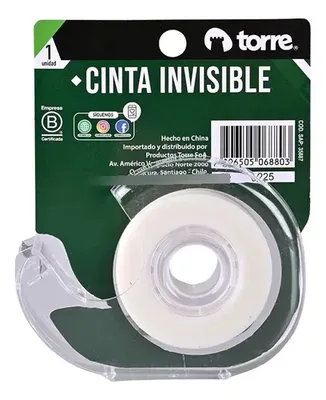 Cinta Adhesiva Invisible 18mm X 30m Con Dispensador