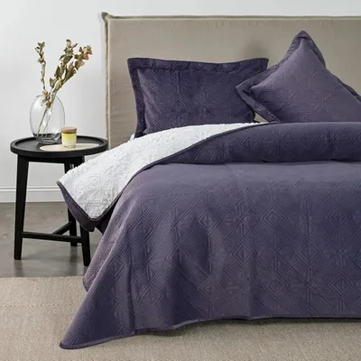Quilt Velvet Con Sherpa 2.5 Plazas Malva Coral Claro