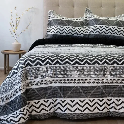 Plumón Estampado Sherpa Deluxe 2 Plazas Poliéster Coral Claro