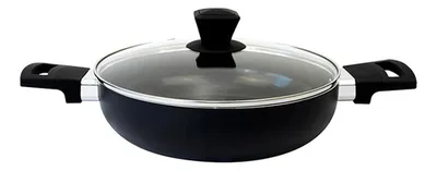 Arrocera Aluminio Lombardi 26cm Tapa Vidrio Negro