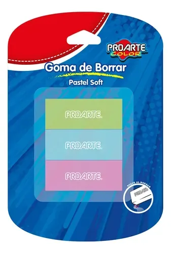 Goma De Borrar Pastel Soft Touch Set 3 Unidades Coral Claro