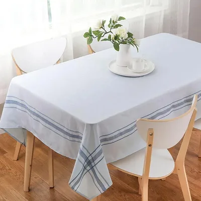 Mantel De Mesa Rectangular Poliéster Linenlook Celeste