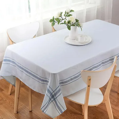 Mantel De Mesa Rectangular Poliéster Linenlook Celeste