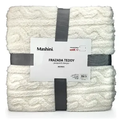 Frazada Sherpa Teddy Texture 2 Plazas Poliéster Coral Claro