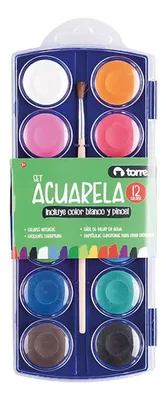 Set Acuarela 12 Colores Torre Escolar
