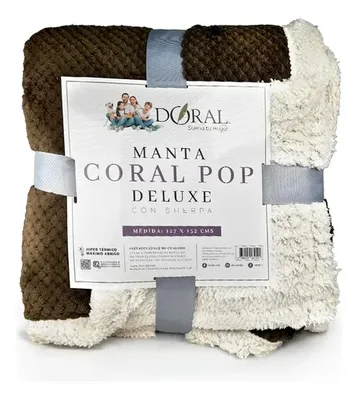 Manta Sherpa Térmica Coral Pop Café Coral Claro