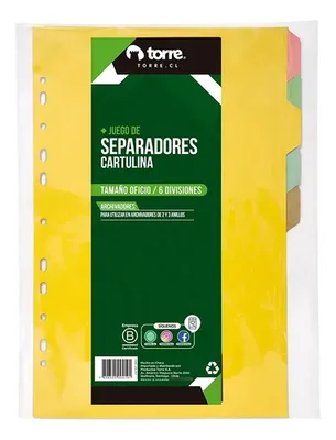 Separador Oficio Cartulina 6 Posiciones Torre