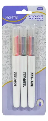 Destacadores Doble Punta Set 3 Unidades