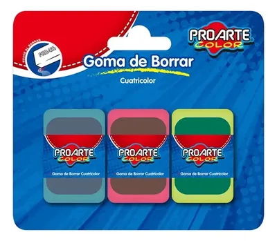 Goma De Borrar Escolar Proarte Multicolor Coral Claro