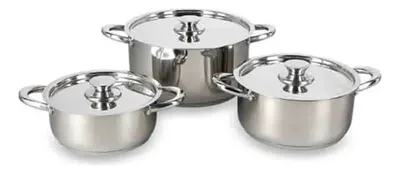 Batería De Cocina Acero Inoxidable 6 Piezas Plateado