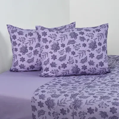 Set De Sábanas 144 Hilos 2.5 Plazas Estampadas Verde Oscuro