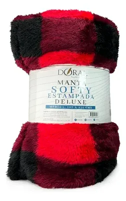 Manta Térmica Softy Estampada Cuadrillé Poliéster Coral Claro