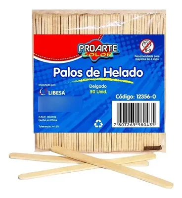 Palos De Helado Madera Delgada 50 Unidades