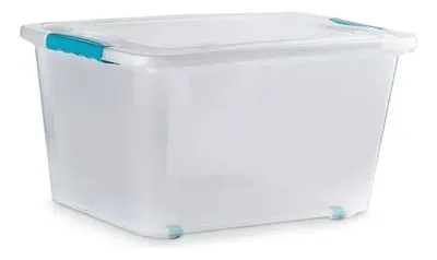 Caja Organizadora Plástica 58 Litros Con Ruedas Coral Claro