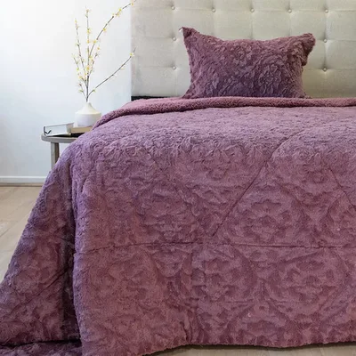Cubrecama Plush Deluxe Sherpa 1.5 Plazas Coral Claro