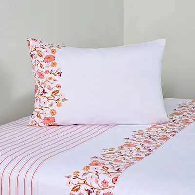 Set De Sábanas Estampadas 144 Hilos Algodón Poliéster Coral
