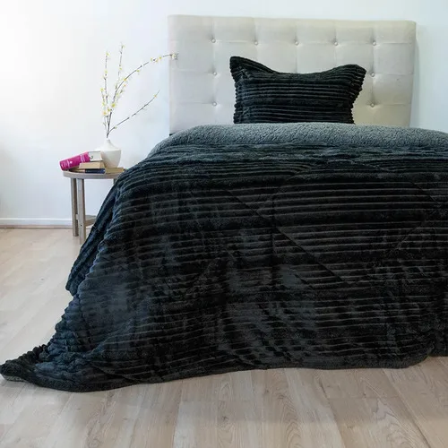 Cubrecama Cotelonni Sherpa 1.5 Plazas Poliéster Negro