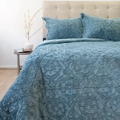 Cubrecama Plush Deluxe Sherpa 3 Plazas Celeste Celeste