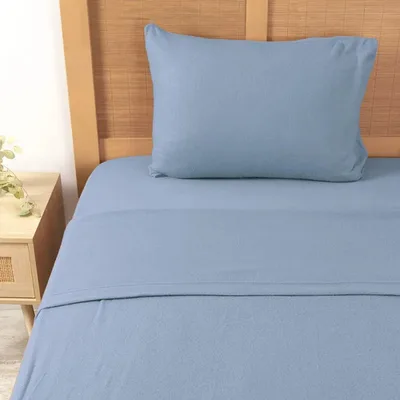 Set De Sábanas Polar 1.5 Plazas Térmica Suave Celeste