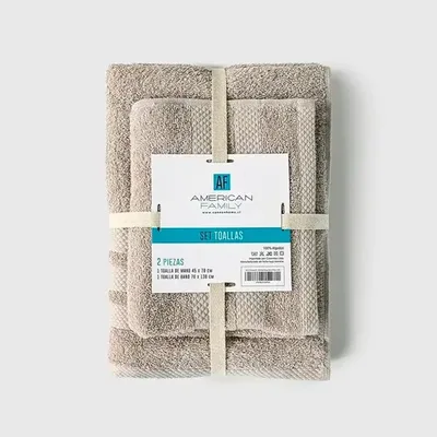 Set De Toallas 100% Algodón Mano Y Baño Beige