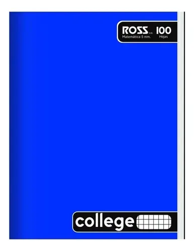 Cuaderno Escolar Ross College Liso 100 Hojas Azul