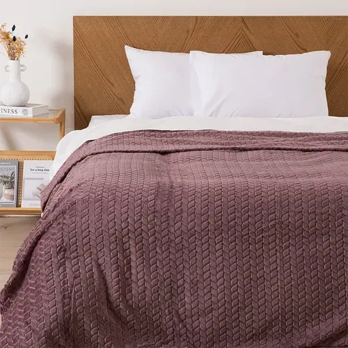 Frazada Flannel Térmica 2 Plazas Poliéster Coral Claro