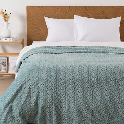 Frazada Flannel Térmica King Celeste Poliéster Celeste