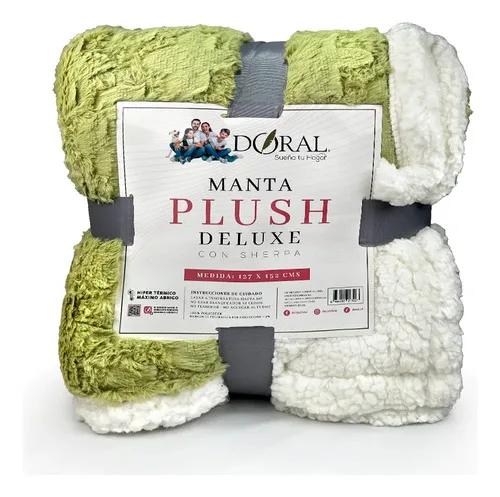 Manta Plush Sherpa Térmica Poliéster Verde Verde