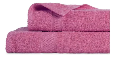 Set De Toallas Algodón 380 Grs Cara Y Baño Fucsia