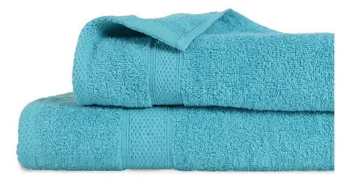 Set De Toallas Algodón 380 Grs Celeste Plumetti Celeste