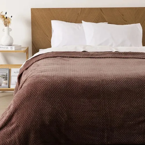 Frazada Sherpa Jacquard 2 Plazas Térmica Suave Coral Claro