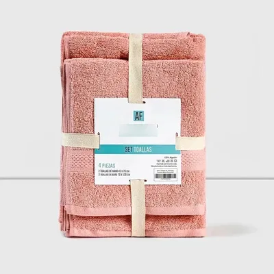 Set De Toallas 100% Algodón Baño Y Mano Coral Claro