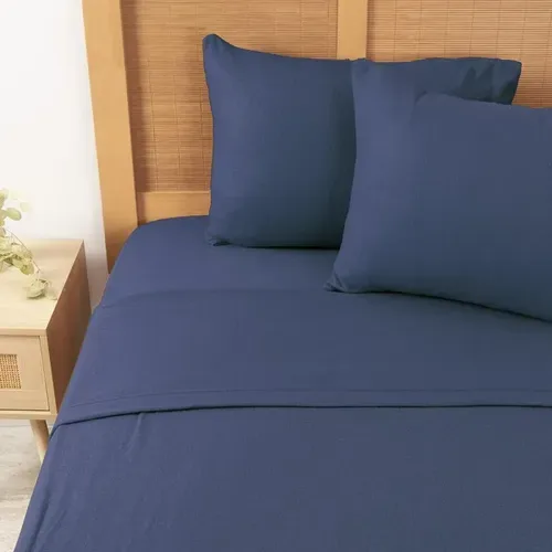 Set De Sábanas De Polar Lisa King Azul Térmica Azul