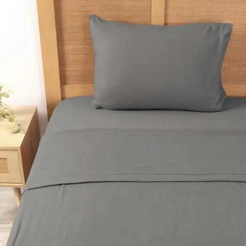Set De Sábanas Polar Lisa 1.5 Plazas Gris Térmico Gris
