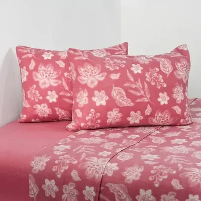 Set De Sábanas De Polar Estampadas 2 Plazas Verde Oscuro