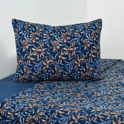 Set De Sábanas De Polar Estampadas 1.5 Plazas Verde Oscuro