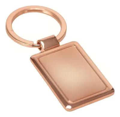 Llavero Metálico Rectangular Coral Claro
