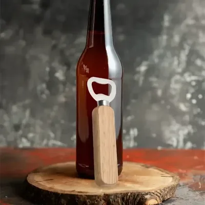 Destapador Acero Inoxidable Mango Madera Coral Claro