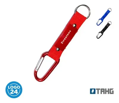 Llavero Carabiner Tejido Personalizable Negro