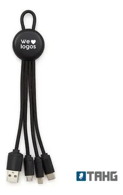 Cable Usb 3 En 1 Multifunción Recargable Negro