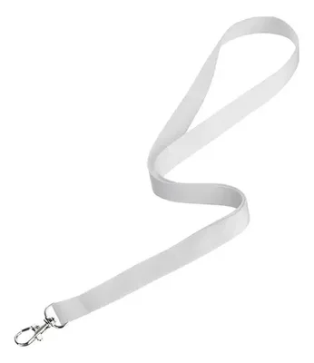 Lanyard Porta Credencial Poliéster Metálico Blanco
