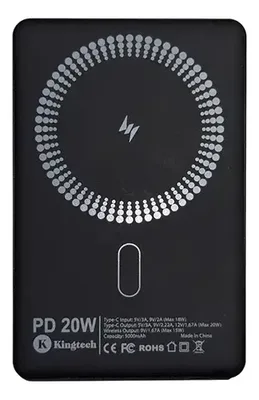 Cargador Portátil Power Bank Inalámbrico Negro