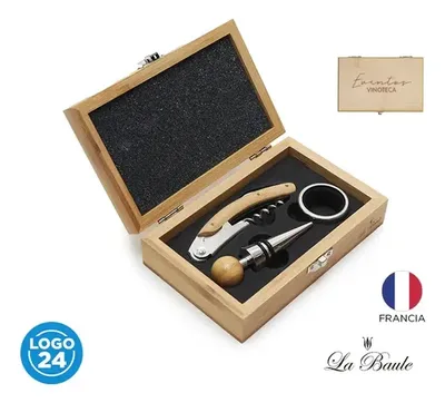 Set De Vino Estuche Bamboo Accesorios