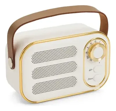 Parlante Vintage Bluetooth Usb-c Radio Fm Blanco